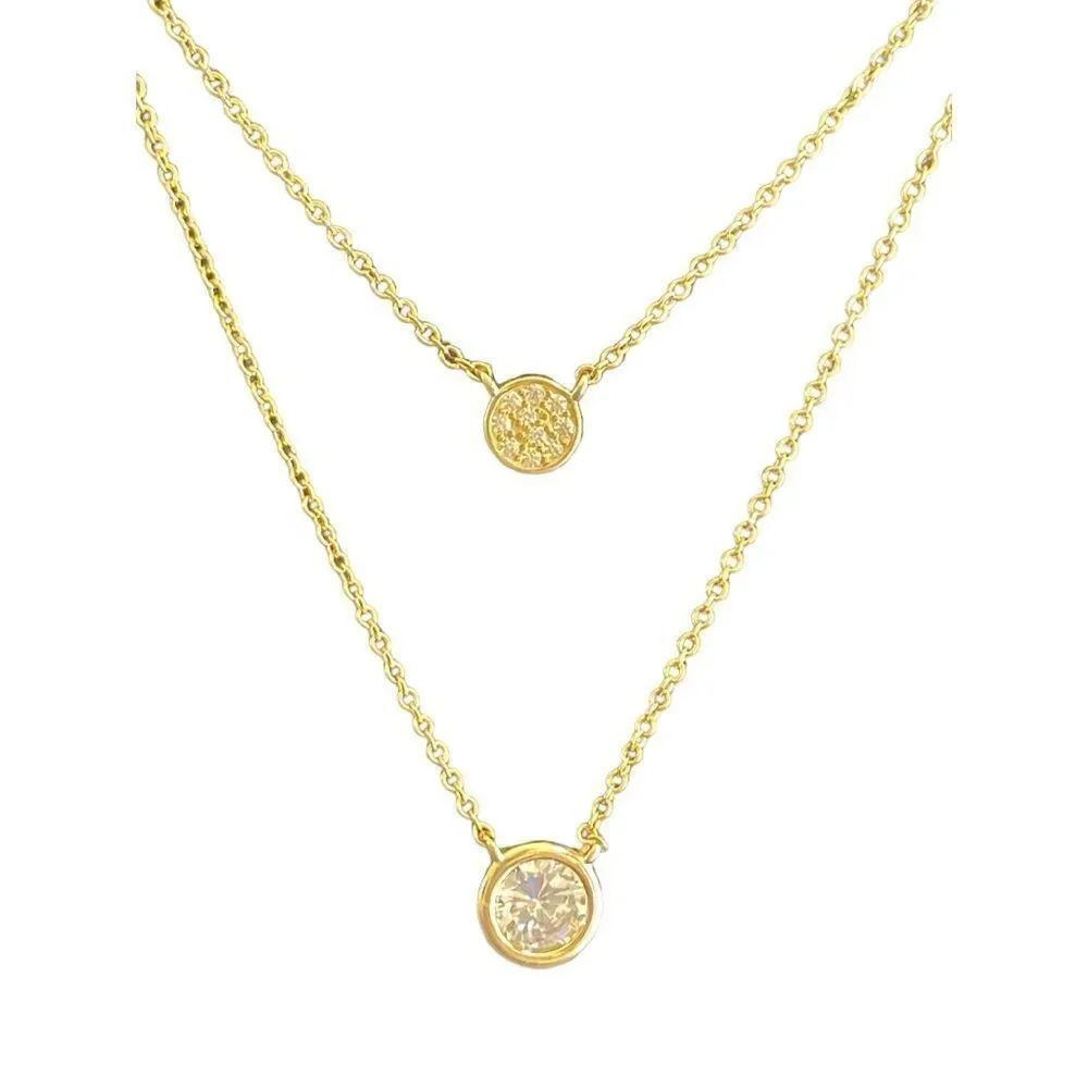 NWOT Two layered gold tone crystal necklace